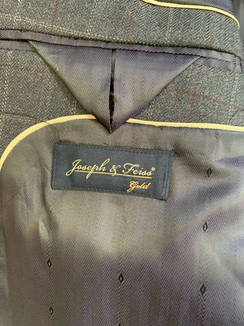 Joseph & Feiss 100% Wool Gray Windowpane Plaid Sport Coat‎ Blazer Jacket SZ 52R